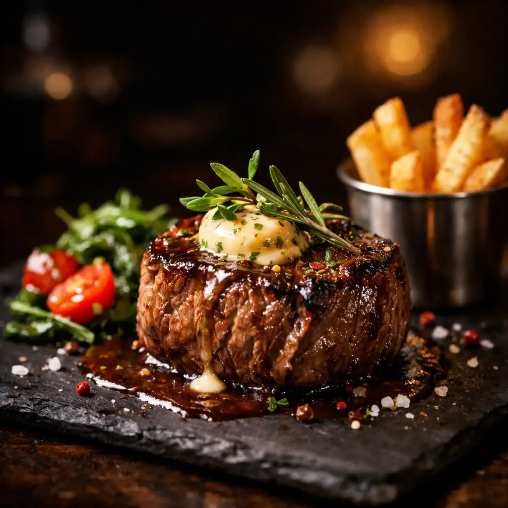 Beautifully plated sharing dish on a dark wooden table